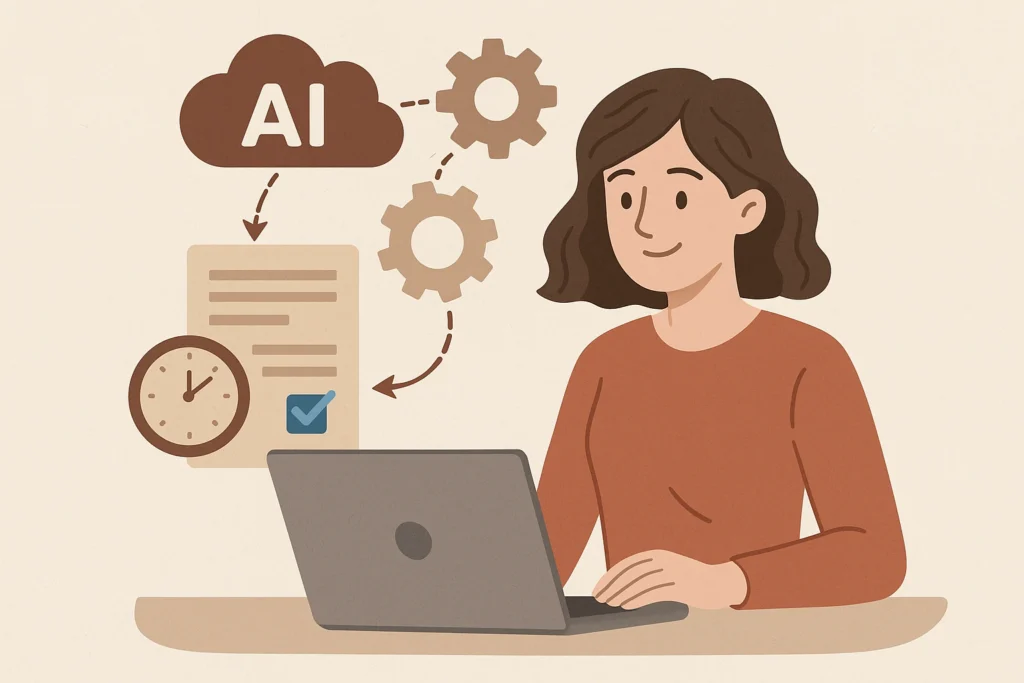 Freelance developer using artificial intelligence to automate tasks and gain time while keeping her human touch.